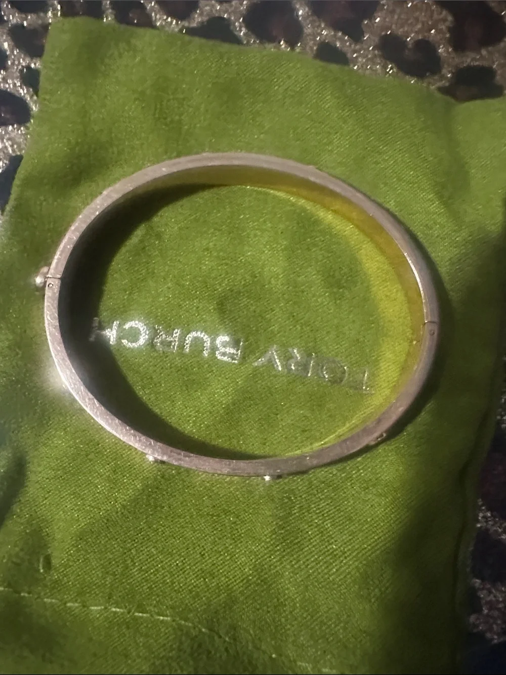 Tory Burch Silver-Tone Hinged Bangle
